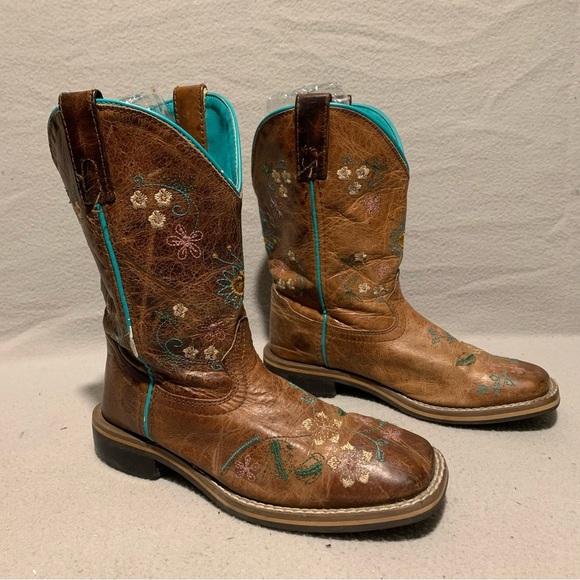 Smoky Mountain Floralie Embroidered Western Cowgirl Boots Size 2 Squared Toe - Picture 4 of 9